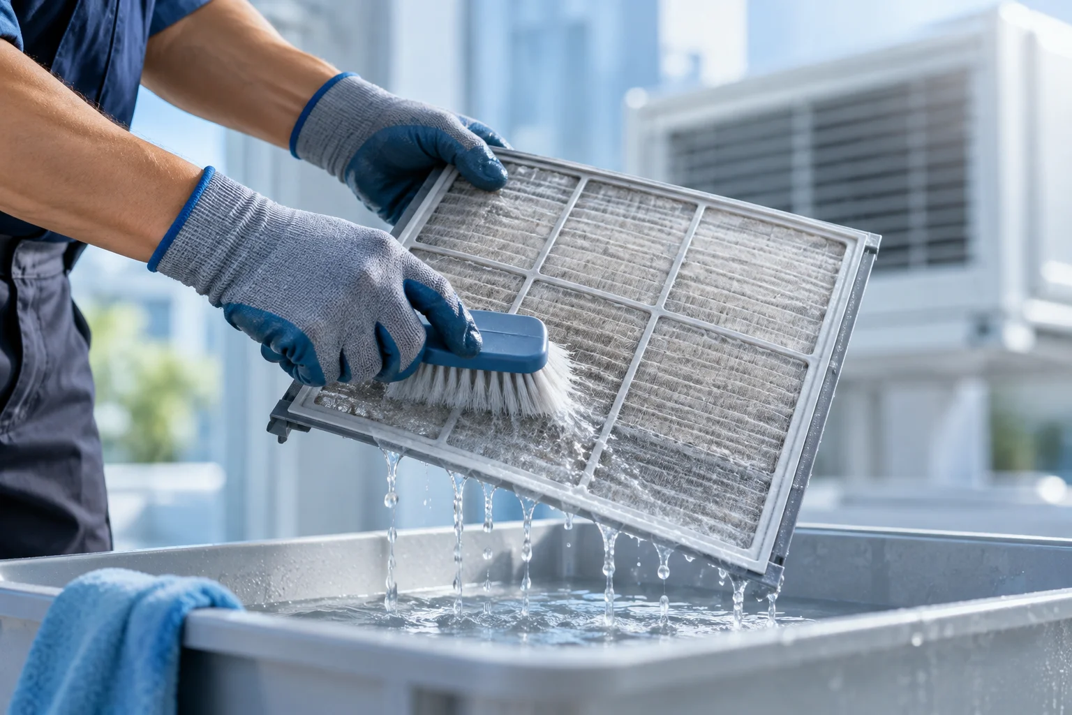 Aircond filter and carefully arranged service tools Aircond filter and carefully arranged service tools