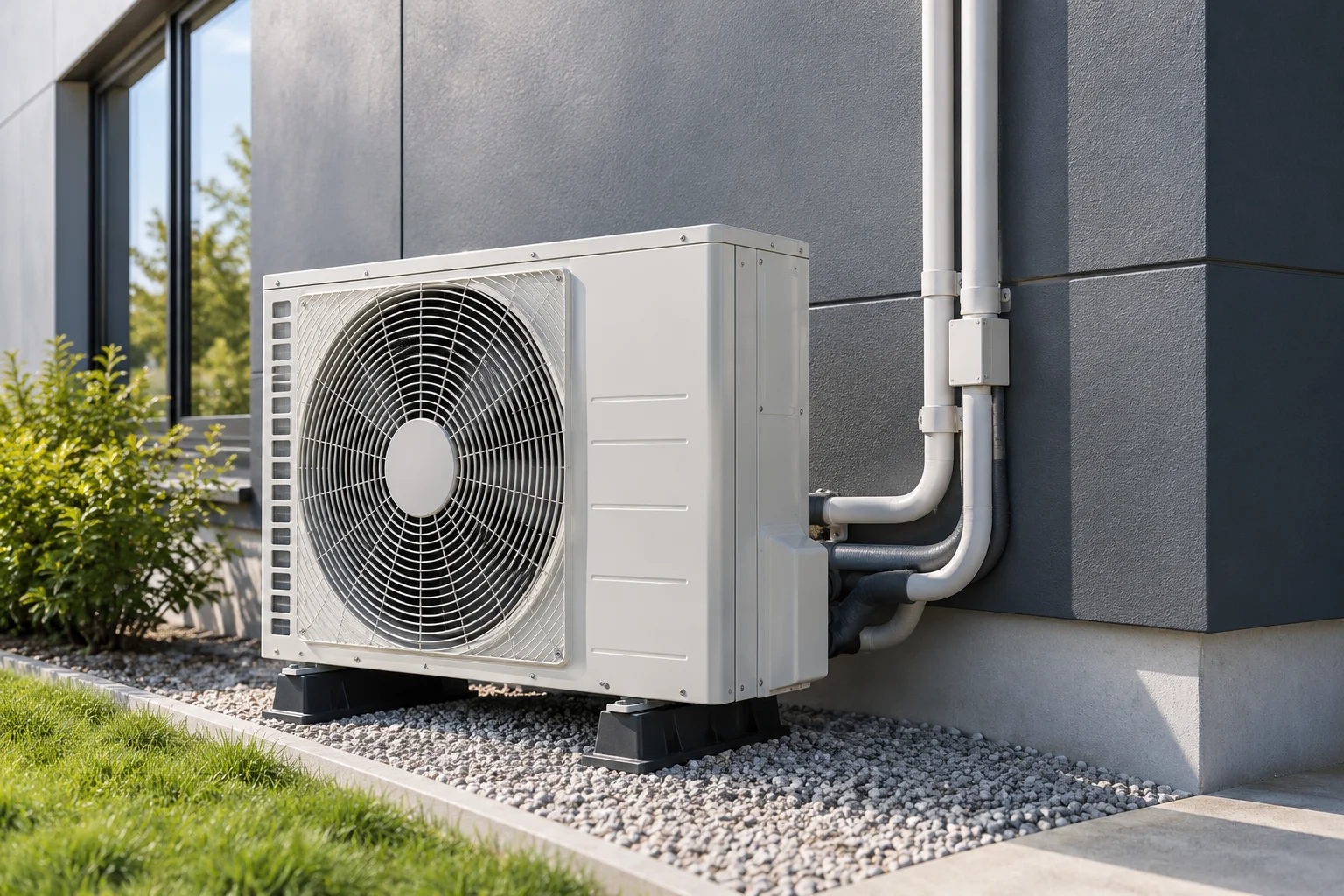 Outdoor air conditioning unit and pipe route Outdoor air conditioning unit and pipe route