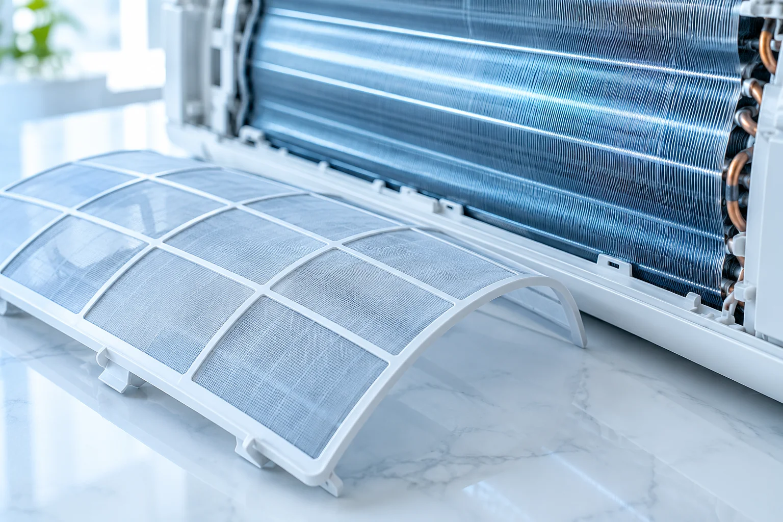 Air conditioning filter and fin detail Air conditioning filter and fin detail